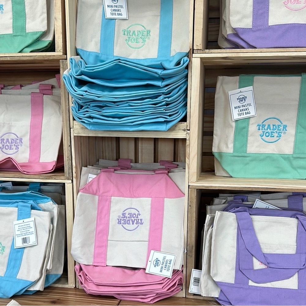 Pink and Cream Mini Tote Trader Joe’s - Picture 3 of 3